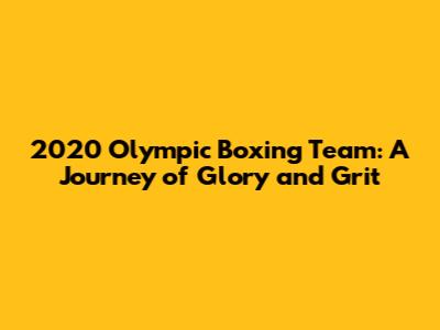 2020 Olympic Boxing Team: A Journey of Glory and Grit