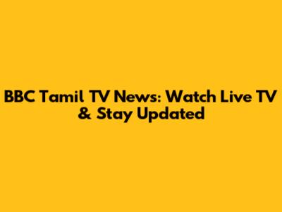 BBC Tamil TV News: Watch Live TV & Stay Updated