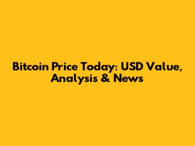 Bitcoin Price Today: USD Value, Analysis & News