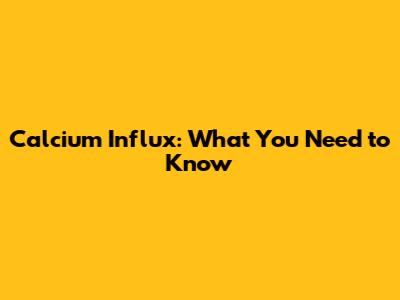 Calcium Influx: What You Need to Know