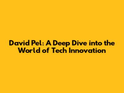 David Pel: A Deep Dive into the World of Tech Innovation