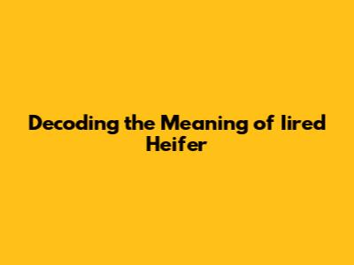 Decoding the Meaning of 'Iired Heifer'