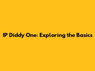 IP Diddy One: Exploring the Basics