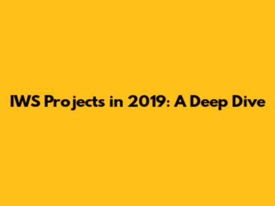 IWS Projects in 2019: A Deep Dive