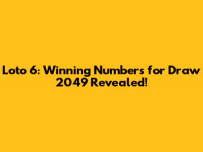 Loto 6: Winning Numbers for Draw 2049 Revealed!