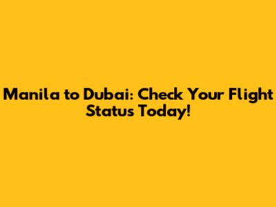 Manila to Dubai: Check Your Flight Status Today!