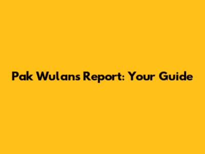 Pak Wulan's Report: Your Guide