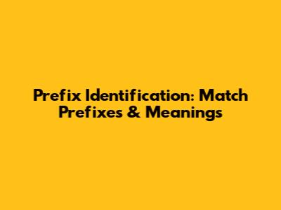 Prefix Identification: Match Prefixes & Meanings