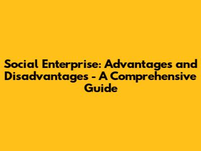 Social Enterprise: Advantages and Disadvantages - A Comprehensive Guide