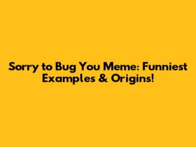 Sorry to Bug You Meme: Funniest Examples & Origins!
