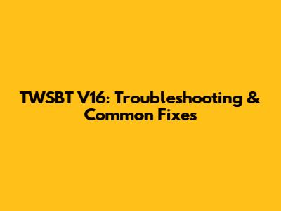 TWSBT V16: Troubleshooting & Common Fixes