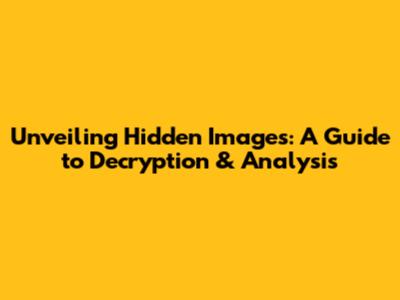 Unveiling Hidden Images: A Guide to Decryption & Analysis