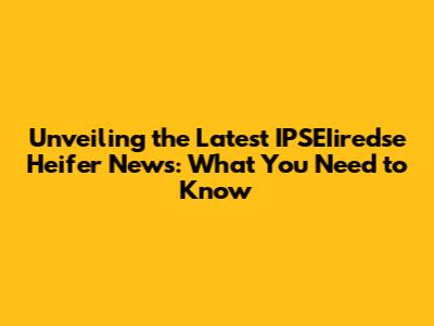 Unveiling the Latest IPSEIiredse Heifer News: What You Need to Know
